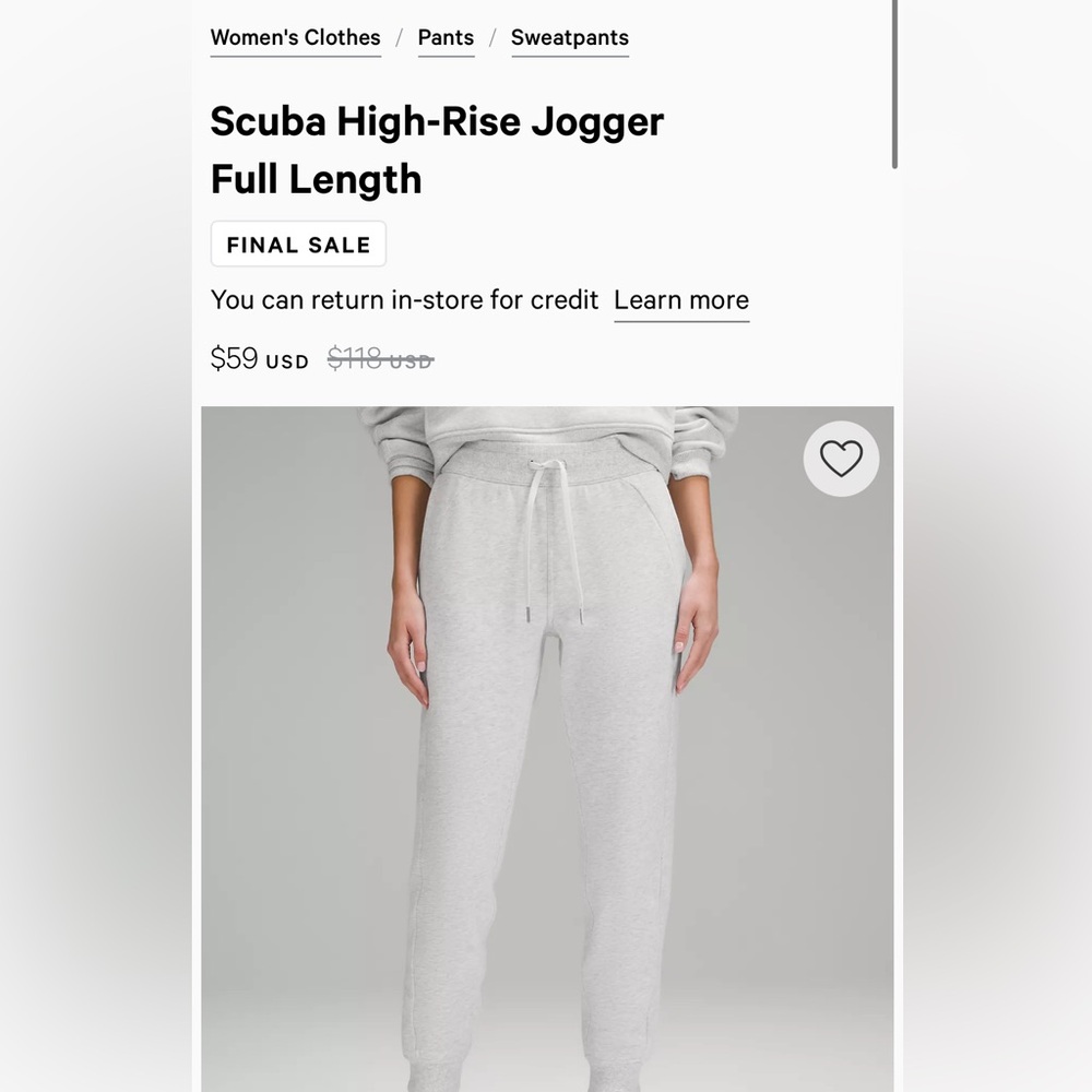 Lululemon Scuba High Rise Grey Sweatpants